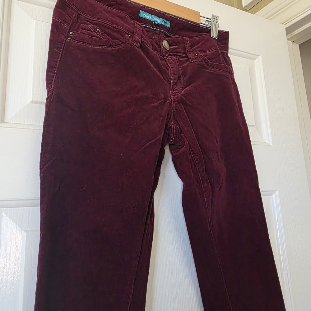 Corduroy Skinny Burgundy Pants 5 - Picture 5 of 8